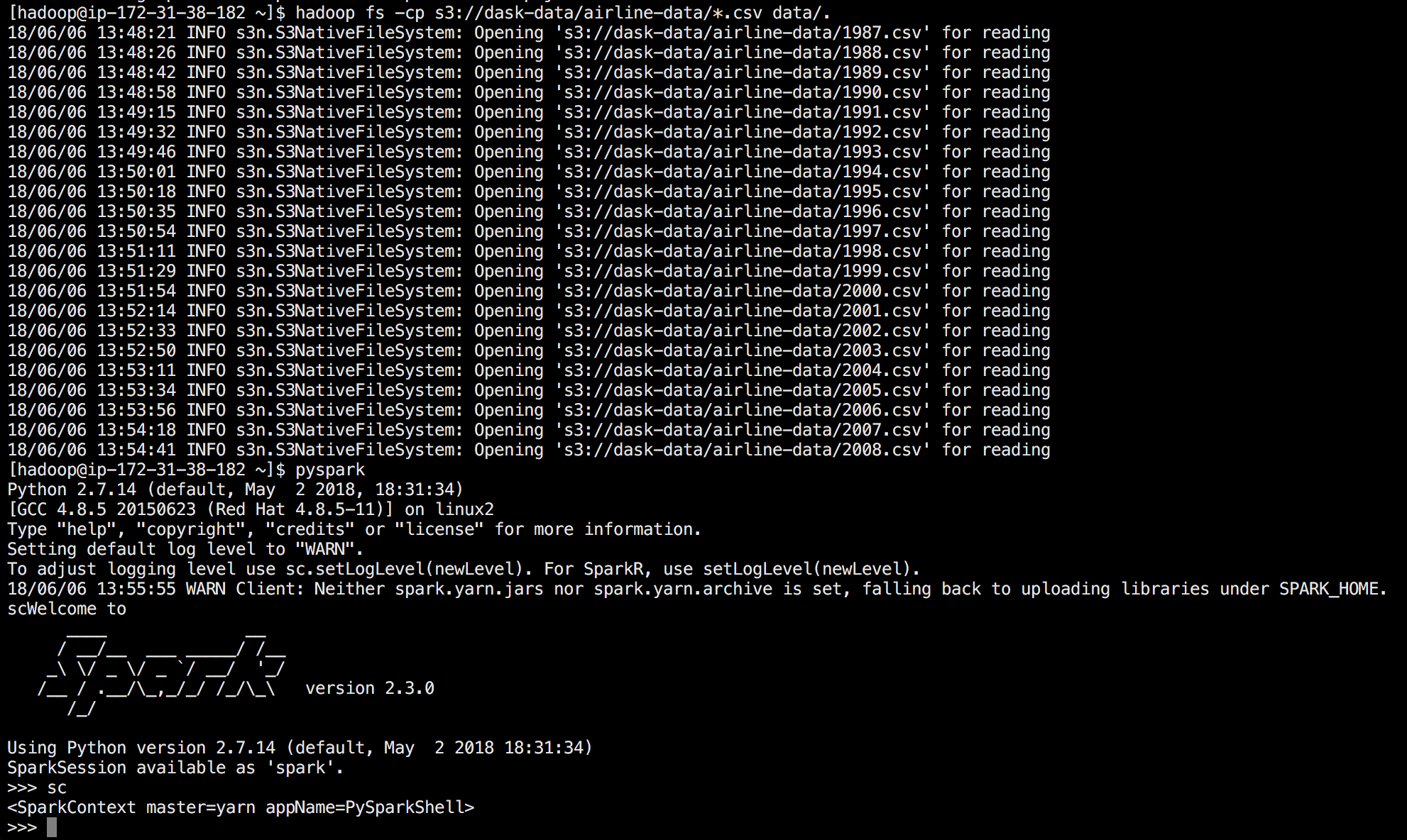 hadoop cp output